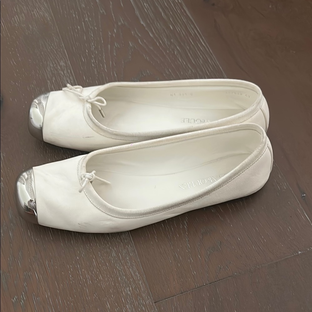 Alexander McQueen White and Silver Flats Classic Design
